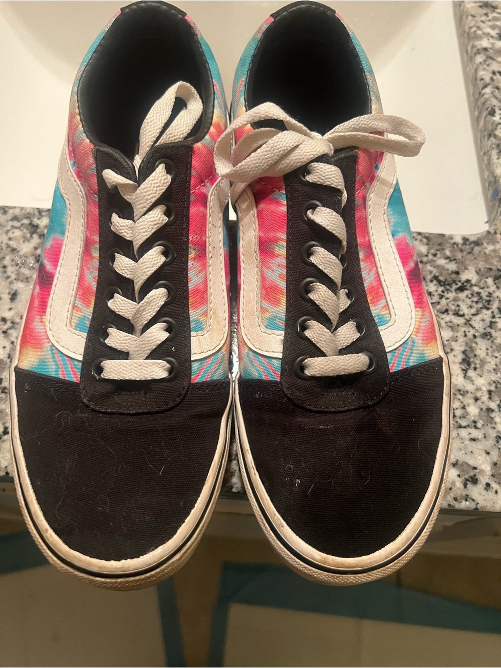 Vans Low-Top Sneakers in Black, Pink & Blue Tie-Dye
